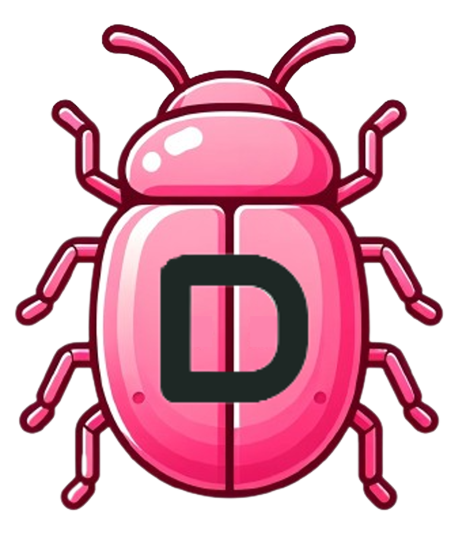 pink bug with a D
